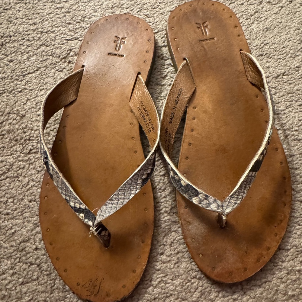 Frye Brown and Gray Sandals with Contoured Footbed